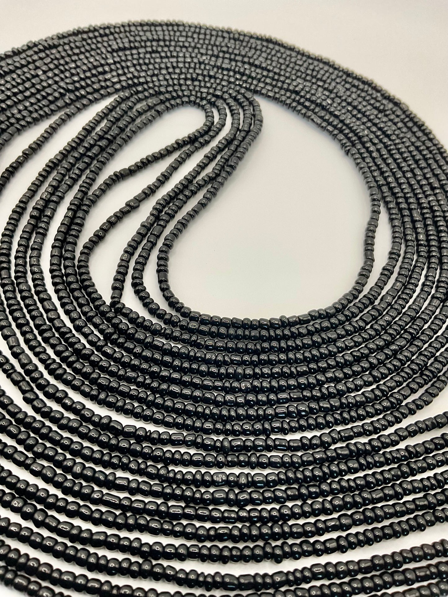 Solid black Waistbeads