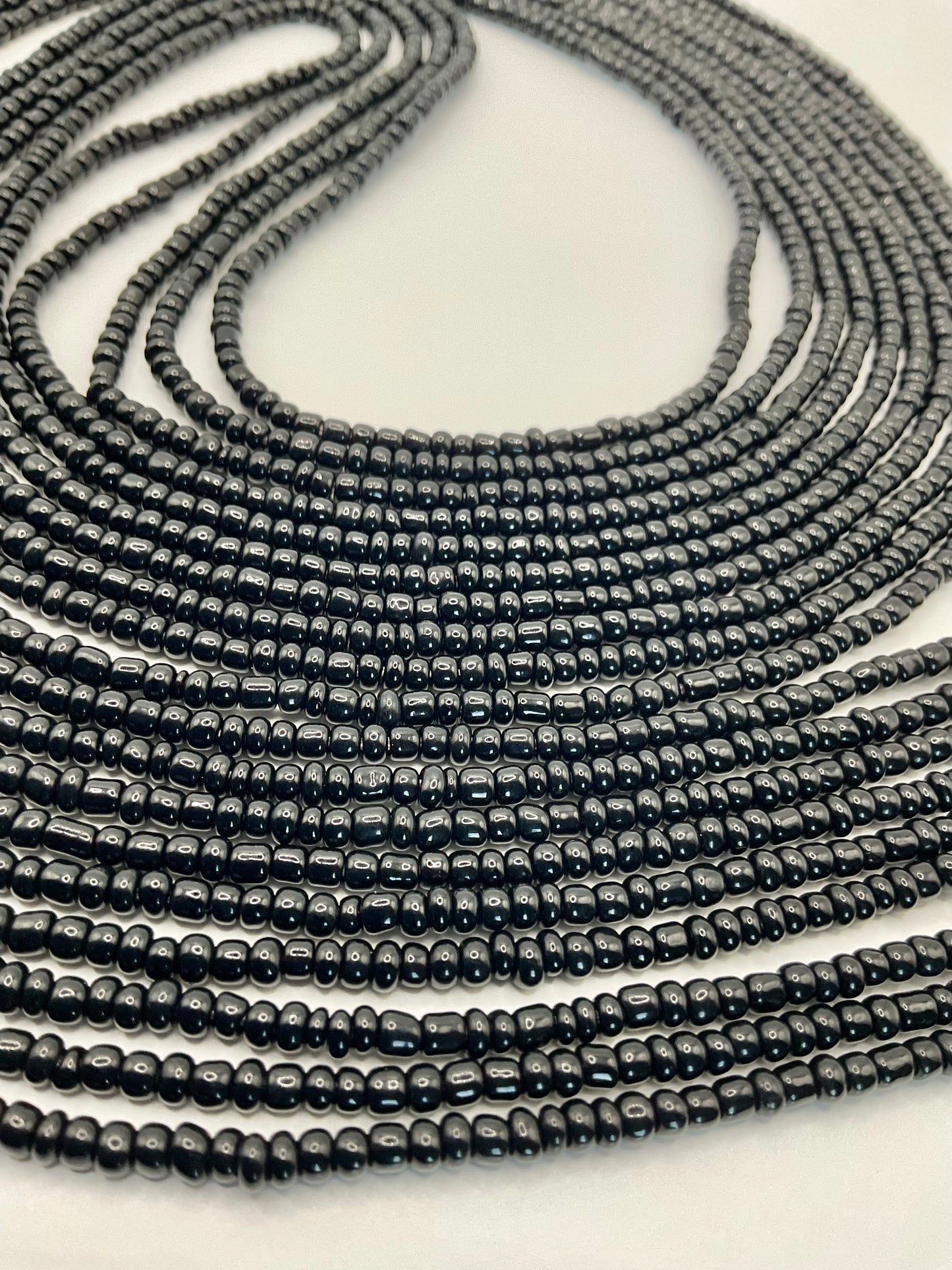 Solid black Waistbeads