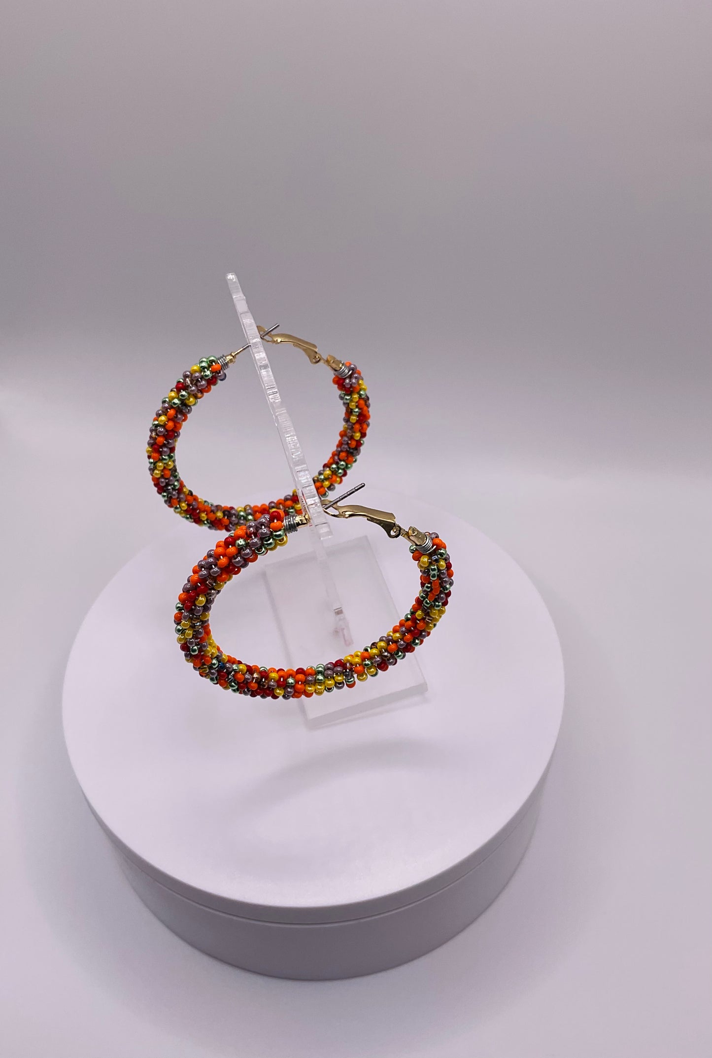 Orange mixed earrings hoops
