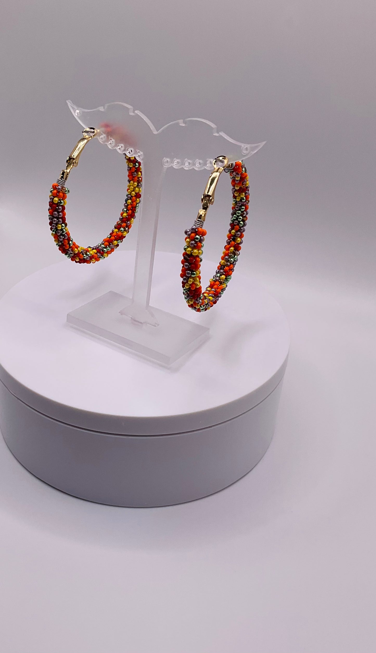 Orange mixed earrings hoops