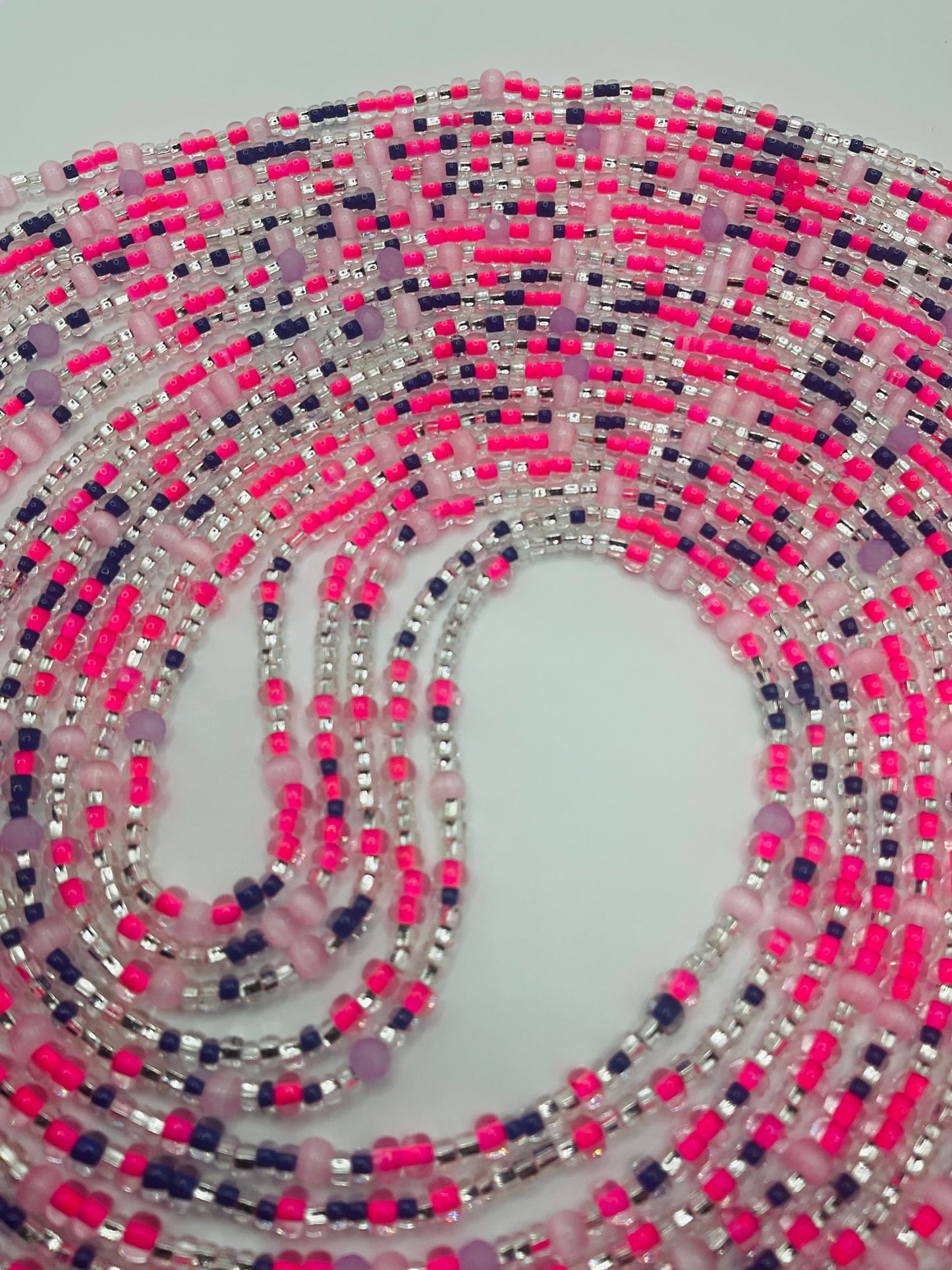 Pink royalty tie on Waistbeads