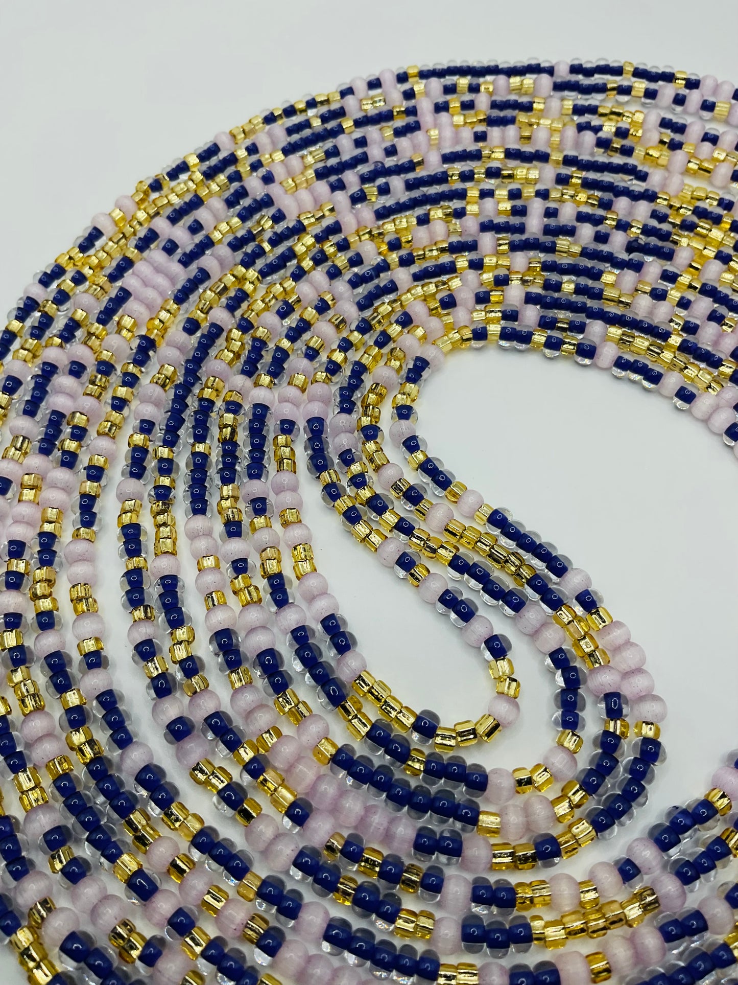 Gold and silver purple tie on Waistbeads