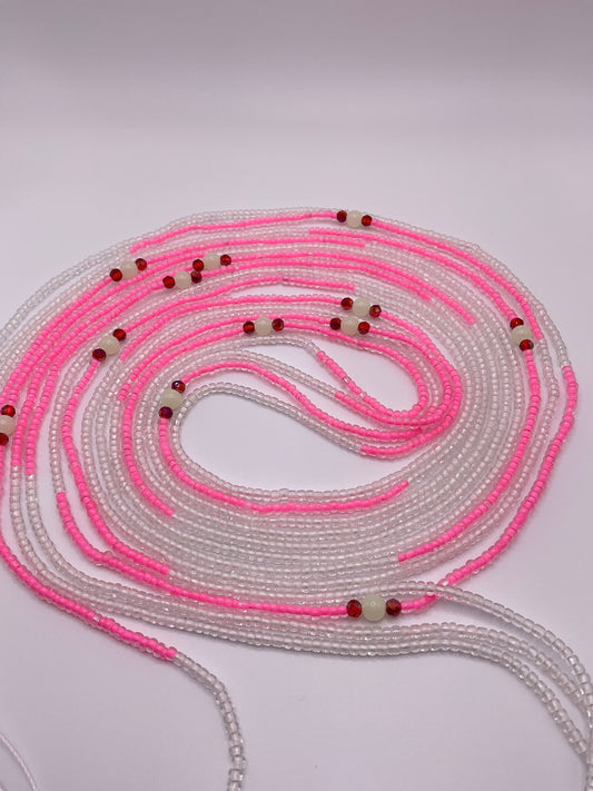 Glow in pink waist beads