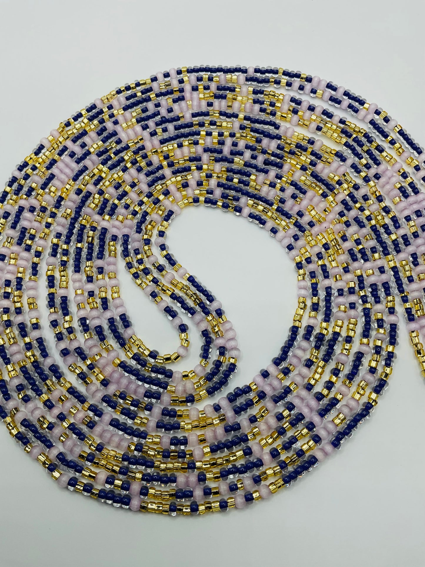 Gold and silver purple tie on Waistbeads