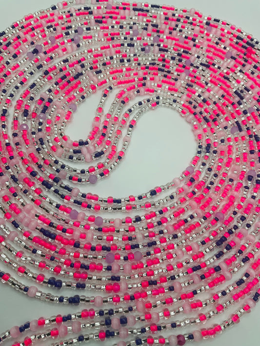 Pink royalty tie on Waistbeads