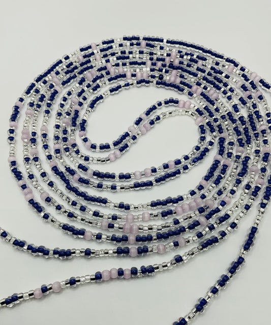 Gold and silver purple tie on Waistbeads
